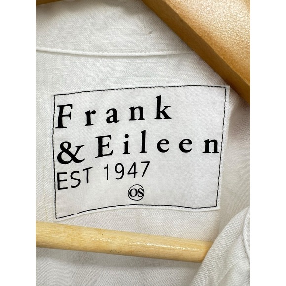 Frank & Eileen MacKenzie Button Up Shirt in White Linen Coastal Boho One Size - Picture 6 of 10
